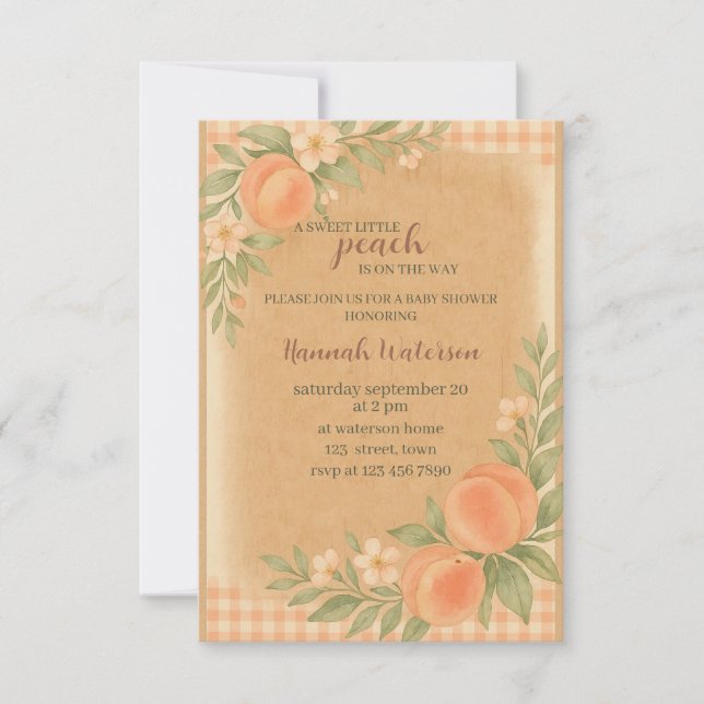 Invitation Baby shower Sweet Little Peach (Devant)