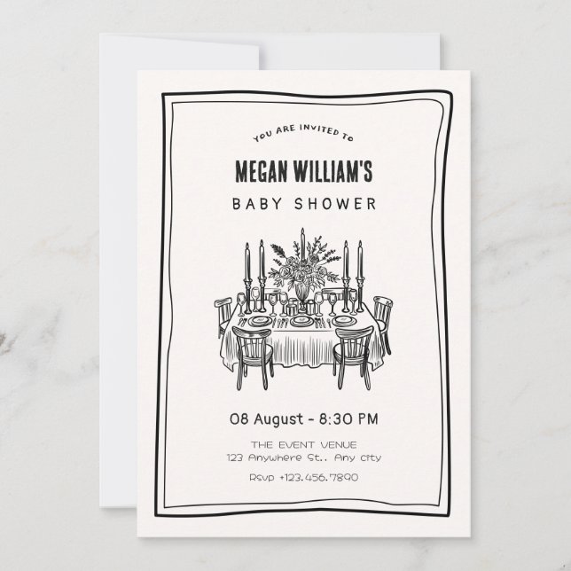 Invitation Baby shower table de dîner (Devant)
