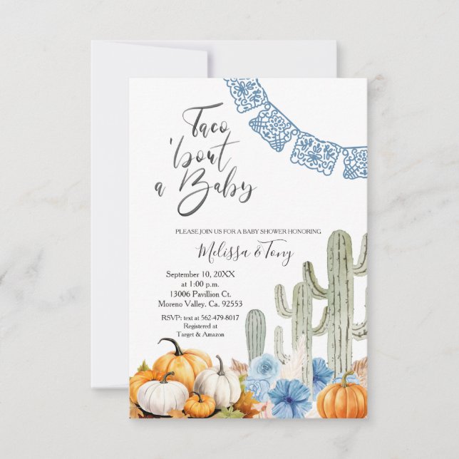 Invitation Baby shower Taco mexicain d'automne (Devant)