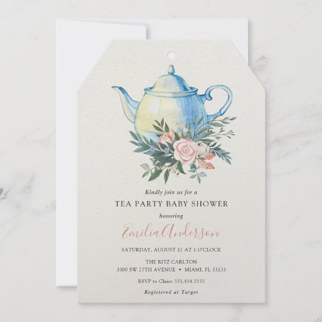 Invitation Baby shower Tea Party (Devant)