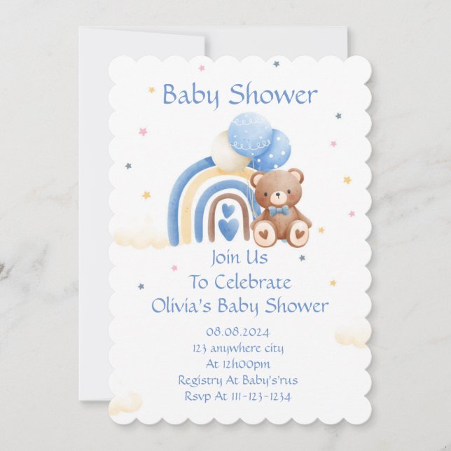 INVITATION baby shower TEDDDY BEAR (Devant)