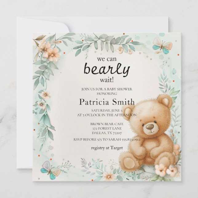 Invitation Baby shower Teddy Bear (Devant)