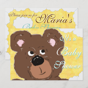 Invitation Baby shower Teddy Bear Face
