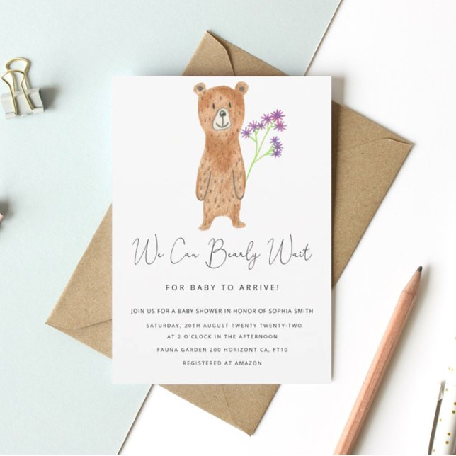 Invitation Baby shower Teddy Bearly Wait (Créateur téléchargé)