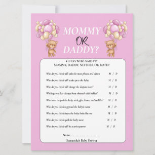 Invitation Baby shower Teddy Girl maman ou papa