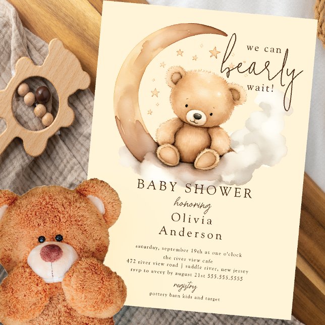 Invitation Baby shower Teddy Moon (Créateur téléchargé)