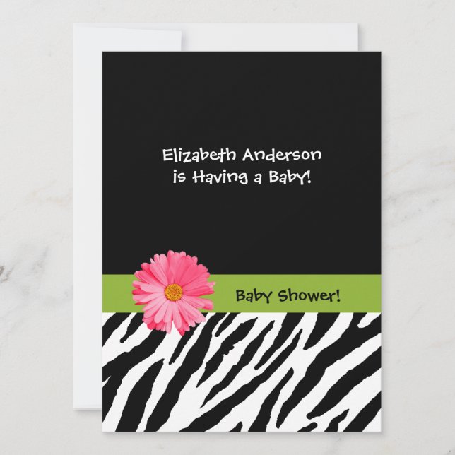 Invitation Baby shower tendance Zèbre motif rose pâle (Devant)