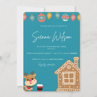 Invitation baby shower thématique hiver et rennes