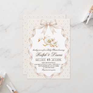 Invitation Baby-Shower Thème Canard avec Points Neutres