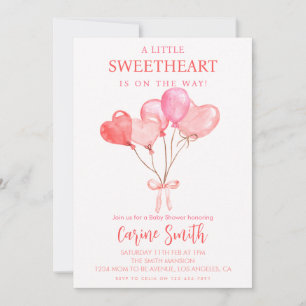 Invitation Baby Shower Thème Coeurs/Saint-Valentin