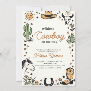 Invitation Baby Shower Thème Cow-Boy de l'Ouest