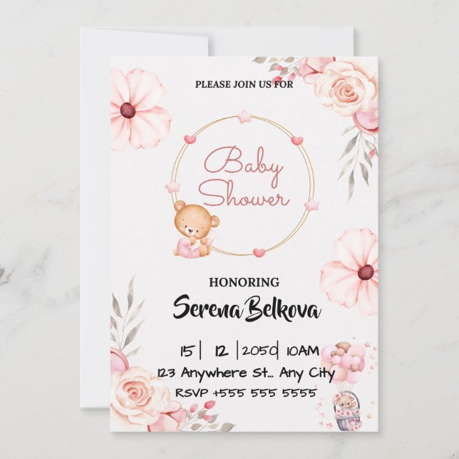 Invitation baby shower - Thème Panda Cute (Devant)