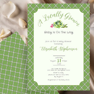 Invitation Baby Shower Thème Sauge Localement Cultivé