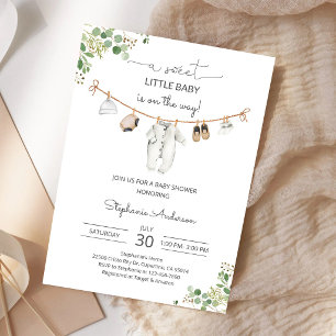 Invitation Baby-Shower Thème Verdure Marron