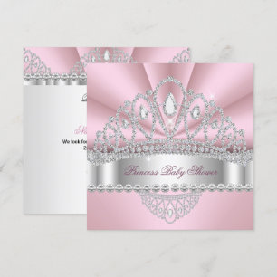 Invitation Baby shower Tiara de diamant blanc rose princesse
