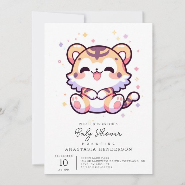 Invitation Baby shower Tiger simple (Devant)