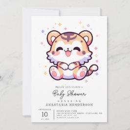 Invitation Baby shower Tiger simple