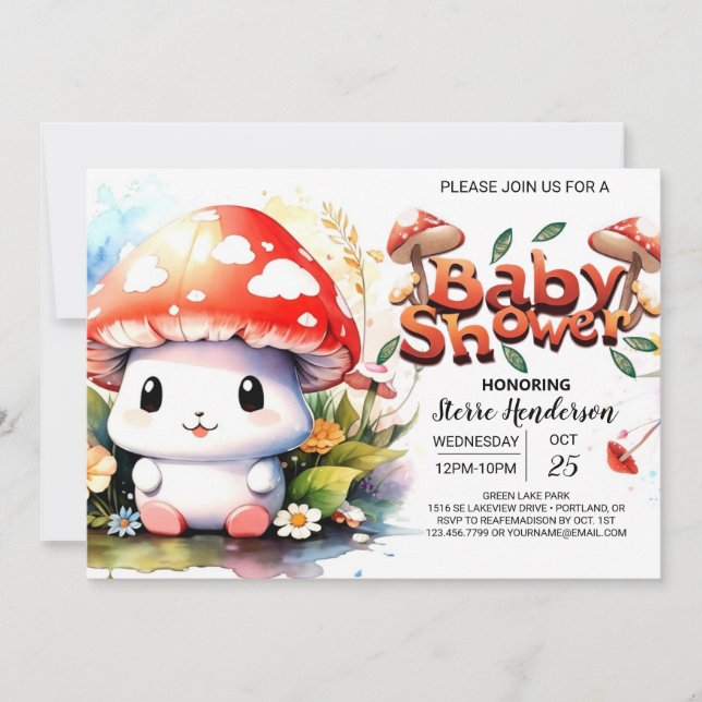Invitation Baby shower Toadstool Wonderland (Devant)
