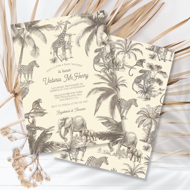Invitation Baby shower Toile Safari Jungle (Créateur téléchargé)