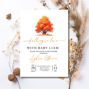 Invitation Baby Shower Tomber amoureux, Baby Shower d'Automne