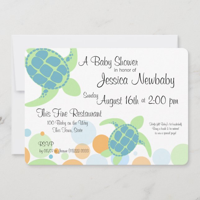 Invitation Baby shower tortue (Devant)