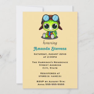 Invitation Baby Shower Tortue de Dessin Animé Chibi Mignonne