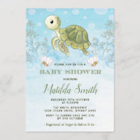 Invitation Baby shower Tortue Sous L'Océan Mer