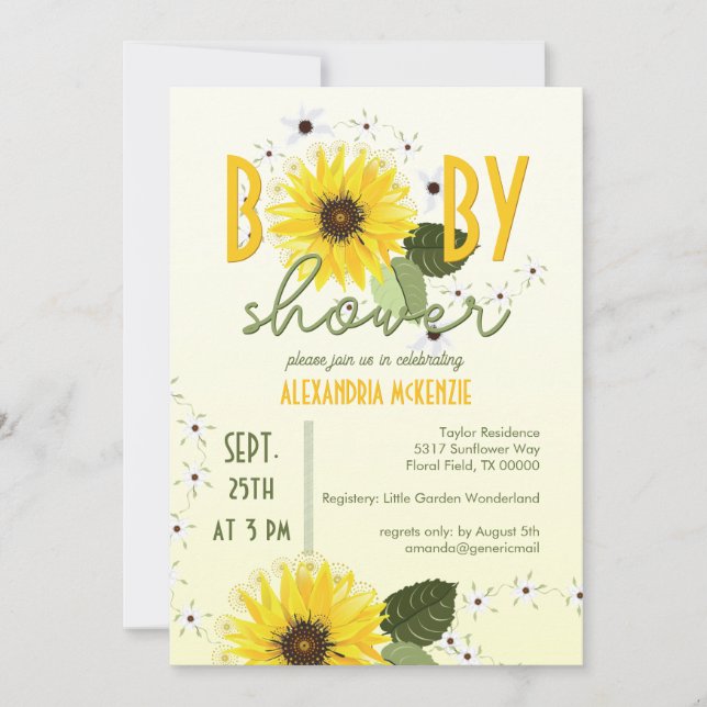 Invitation Baby shower tournesol (Devant)