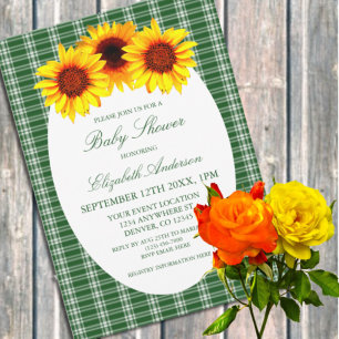 Invitation Baby shower Tournesol Plaid