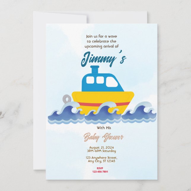 Invitation Baby shower Toy Boat (Devant)