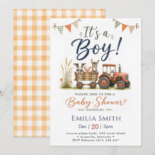 Invitation Baby Shower Tracteur de Ferme