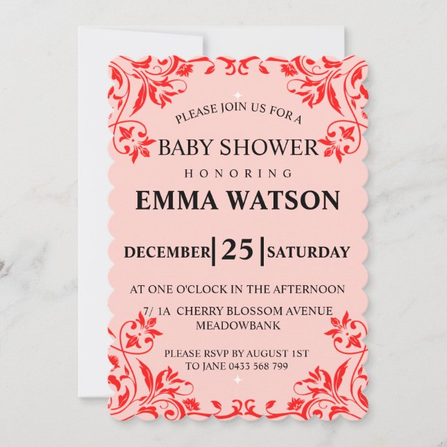 Invitation Baby shower traditionnel (Devant)