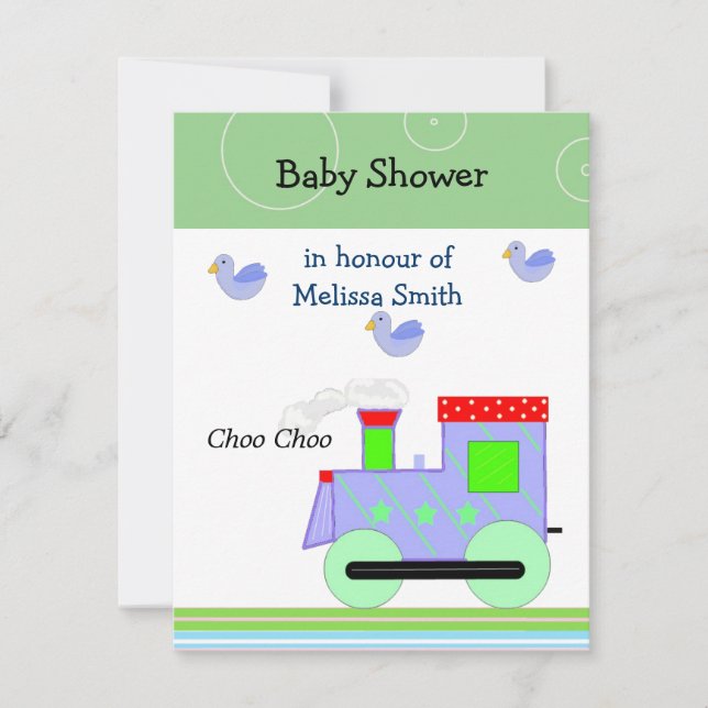 Invitation Baby Shower Train Choo Choo (Devant)