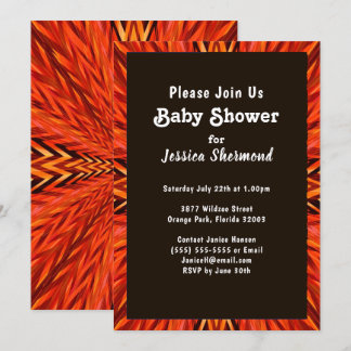 Invitation Baby shower tribal cuivre orange Abstrait