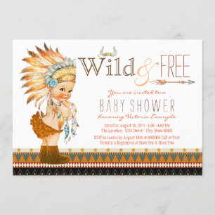 Invitation Baby shower tribal des Boho des filles sauvages et