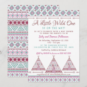 Invitation baby shower tribal "Wild One"