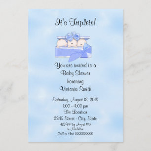 Invitation Baby shower Triplet Baby Boy