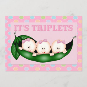 Invitation Baby shower Triplet Girls