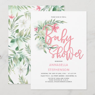 Invitation Baby shower tropical à fleurs de plage