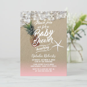 Invitation Baby shower Tropical Beach Ananas & Starfish