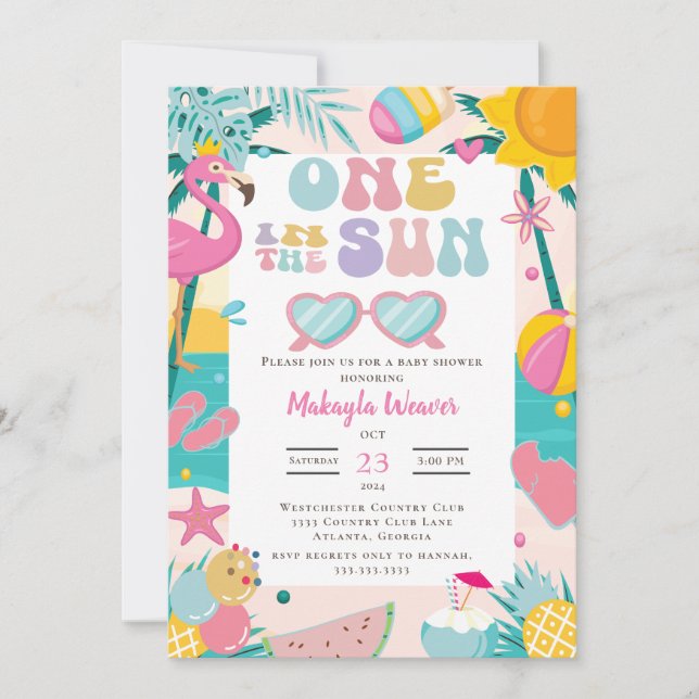 Invitation Baby shower tropical de palmiers (Devant)