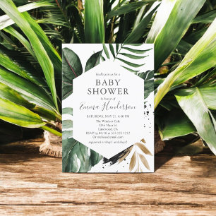 Invitation Baby shower tropical de verdure estivale