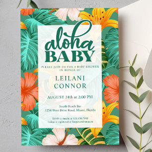 Invitation Baby shower tropical Floral Hawaiian Aloha