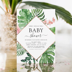 Invitation Baby shower Tropical Palm Aquarelle Géométrique
