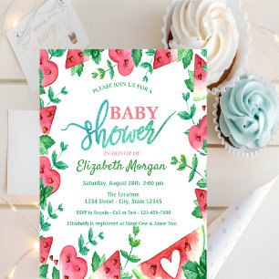 Invitation Baby Shower Tropical Pastèque Verte