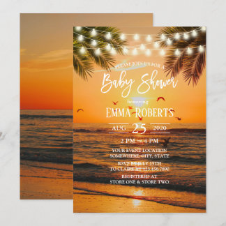 Invitation Baby shower Tropical Sunset Palm Beach