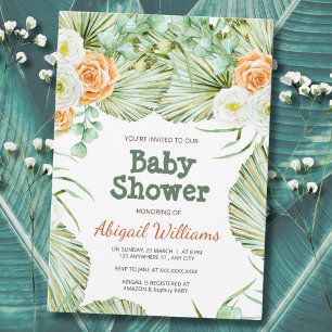 Invitation Baby shower tropical vert et orange