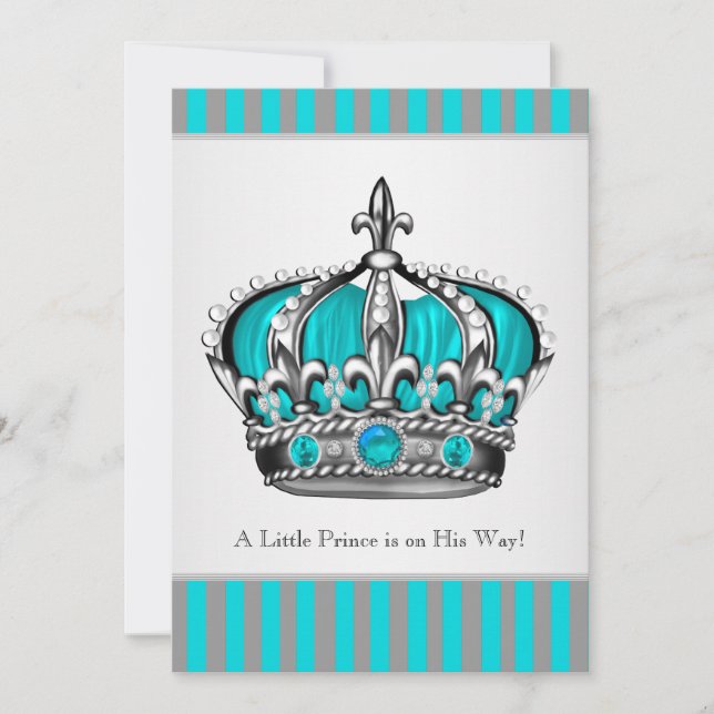 Invitation Baby shower Turquoise bleu argenté (Devant)