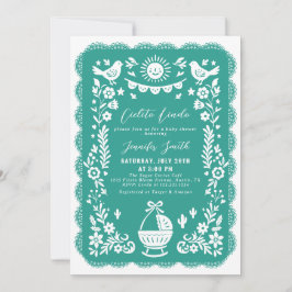 Invitation Baby shower turquoise Fiesta Cielito Lindo