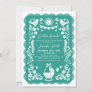 Invitation Baby shower turquoise Fiesta Cielito Lindo